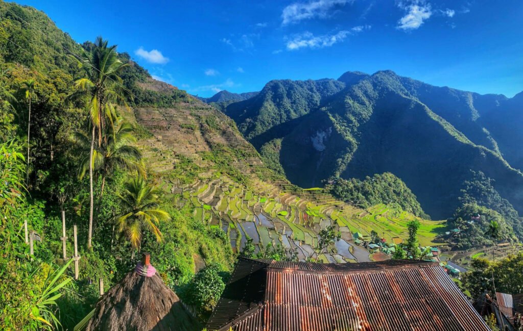 Batad Rice Terraces on a clear day in Ifugao Philippines