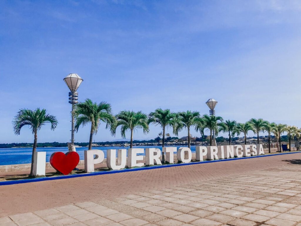 Waterfront promenade at Puerto Princesa Baywalk in Palawan