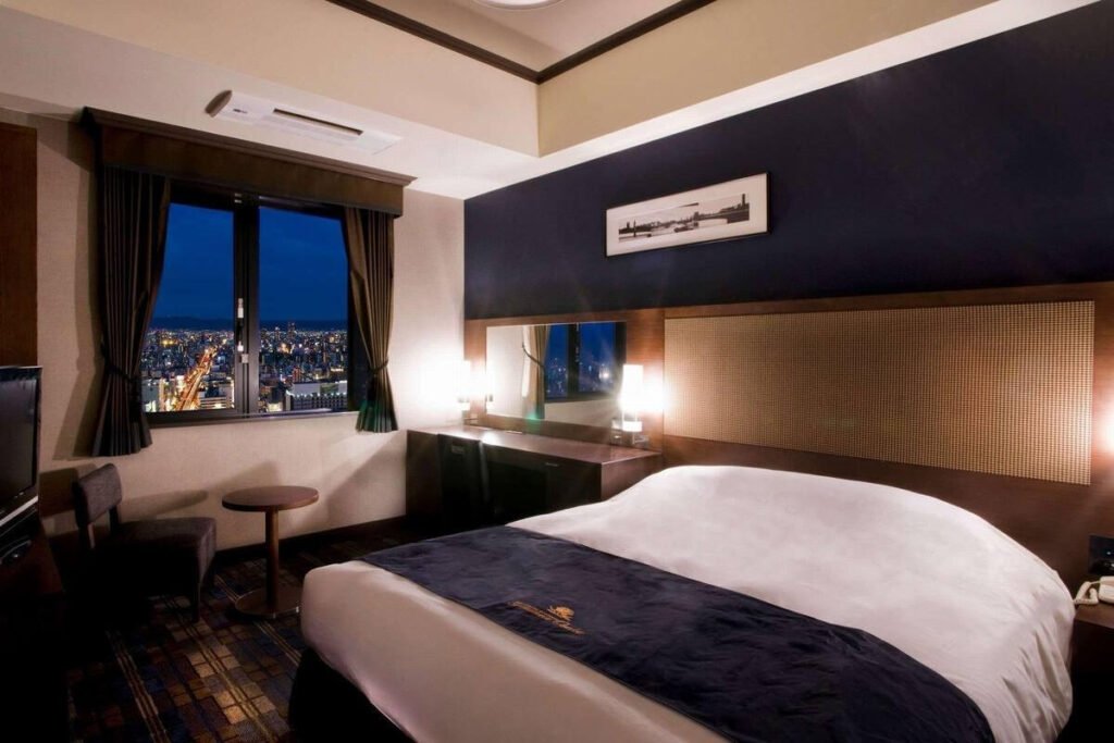 Comfortable modern hotel room for travelers staying in Osaka, Japan