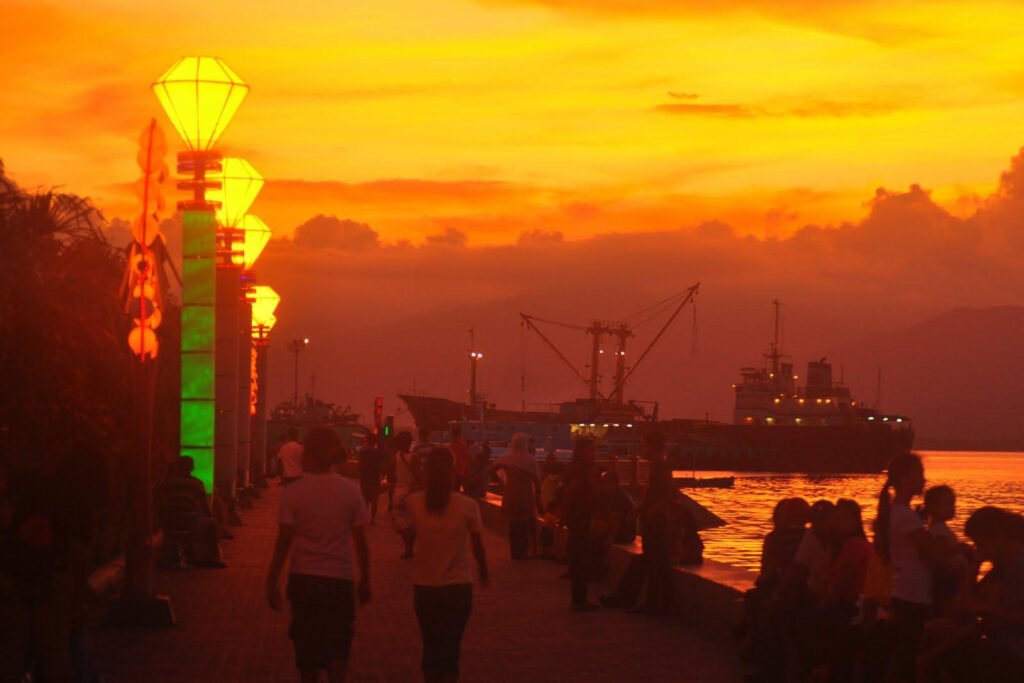 Puerto Princesa waterfront and city atmosphere in the evening