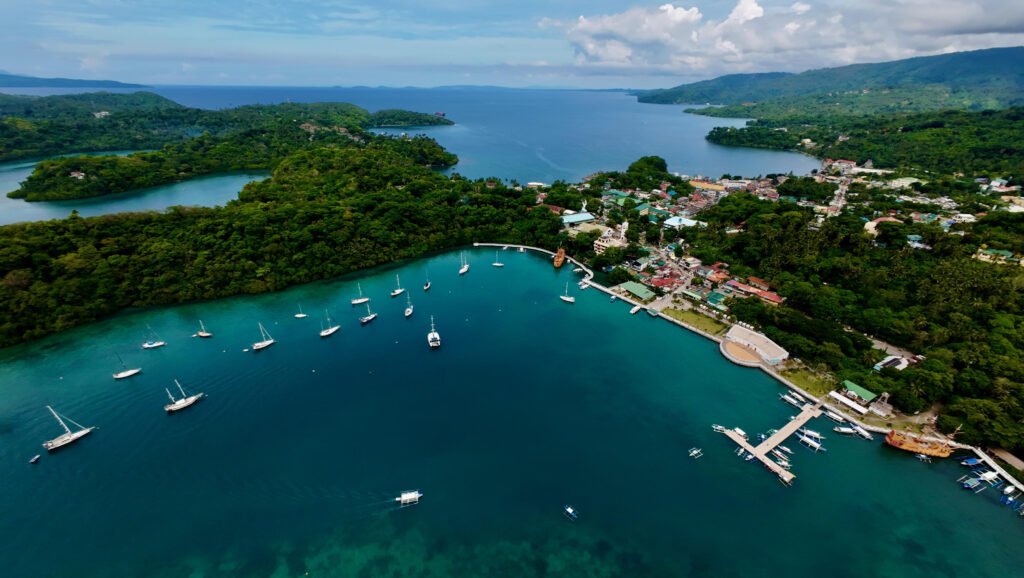 Aerial view of Puerto Galera coastline