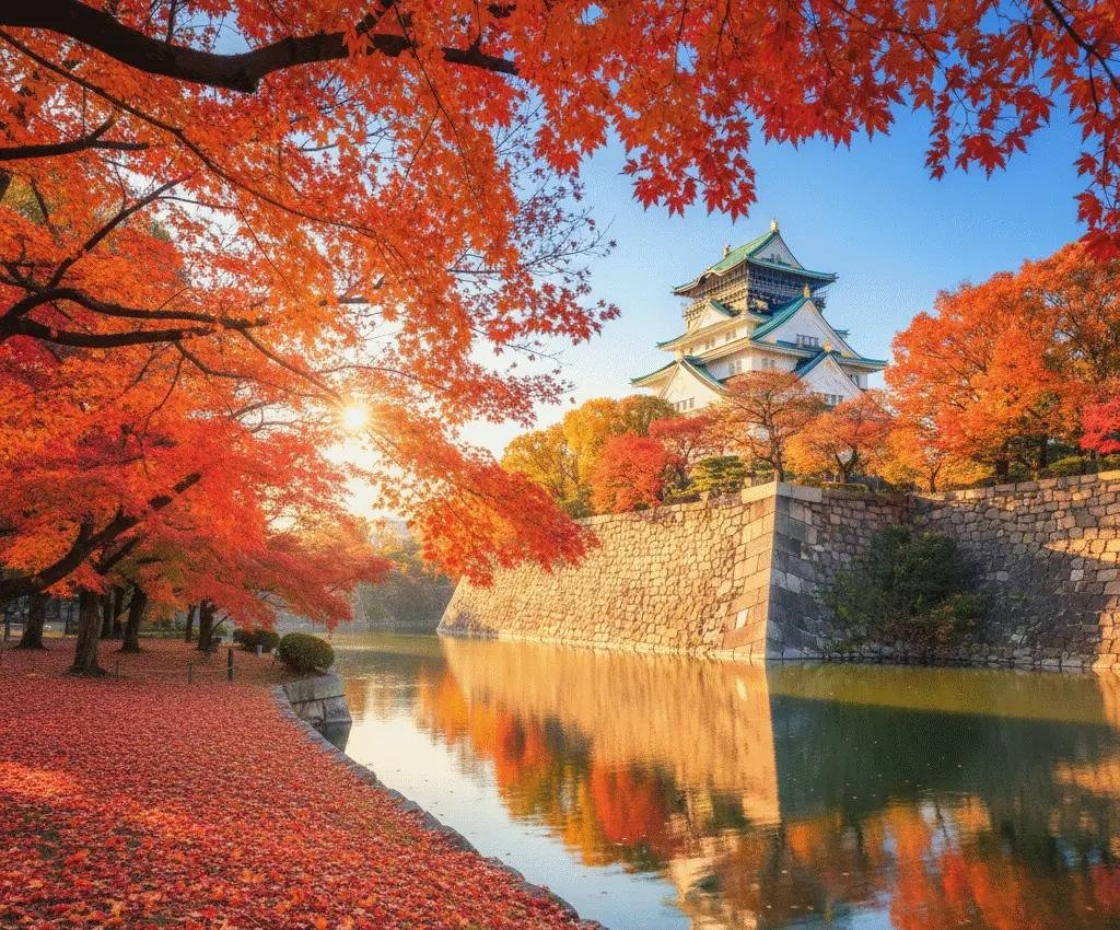 : Colorful autumn foliage in Osaka during the fall season in Japan