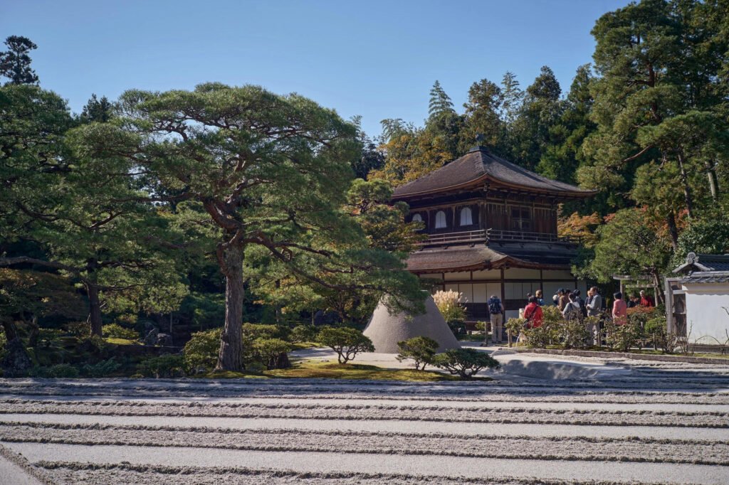 Ginkaku-ji temple and Zen sand garden in Kyoto Japan