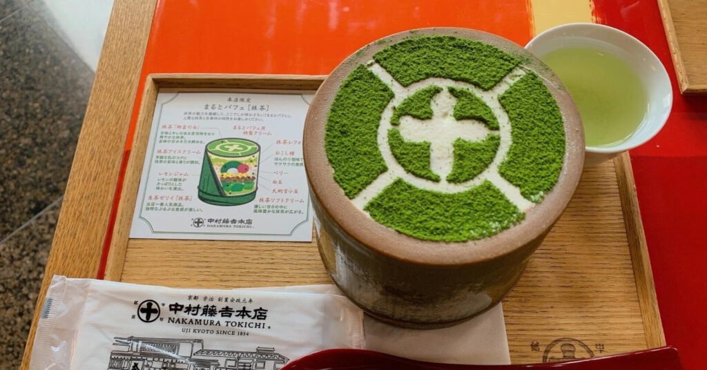 raditional matcha dessert served at a tea house in Kyoto Japan