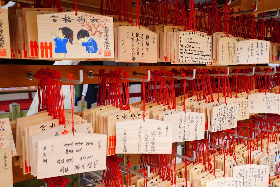 Wooden ema prayer plaques at Dazaifu Tenmangu Shrine in Fukuoka