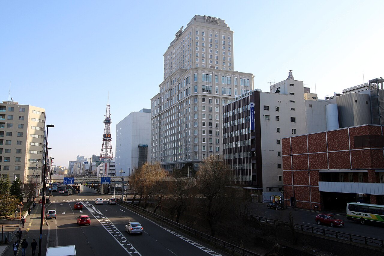 Hotel Monterey Edelhof Sapporo and nearby streets, photographed in 2018.