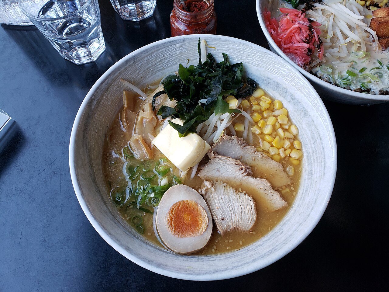 Illustrative chicken miso-butter ramen at Goemon Ramen Bar, not a Sumire restaurant dish.