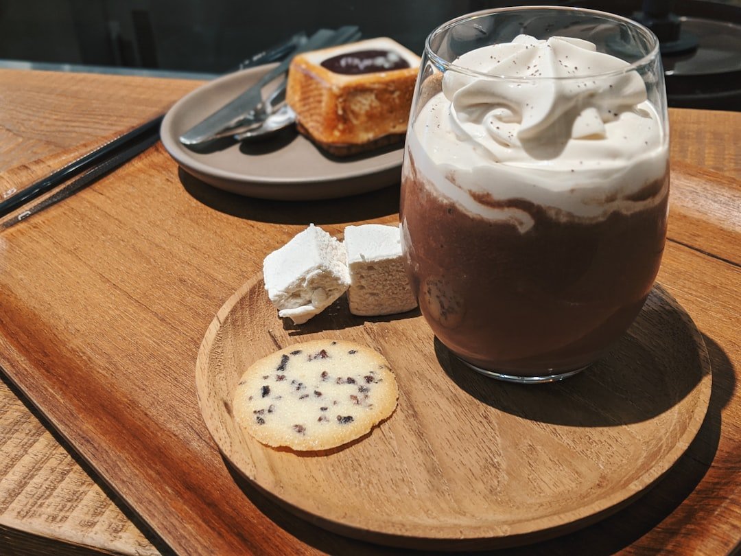 Coffee and small accompaniments on a table in a Tokyo café