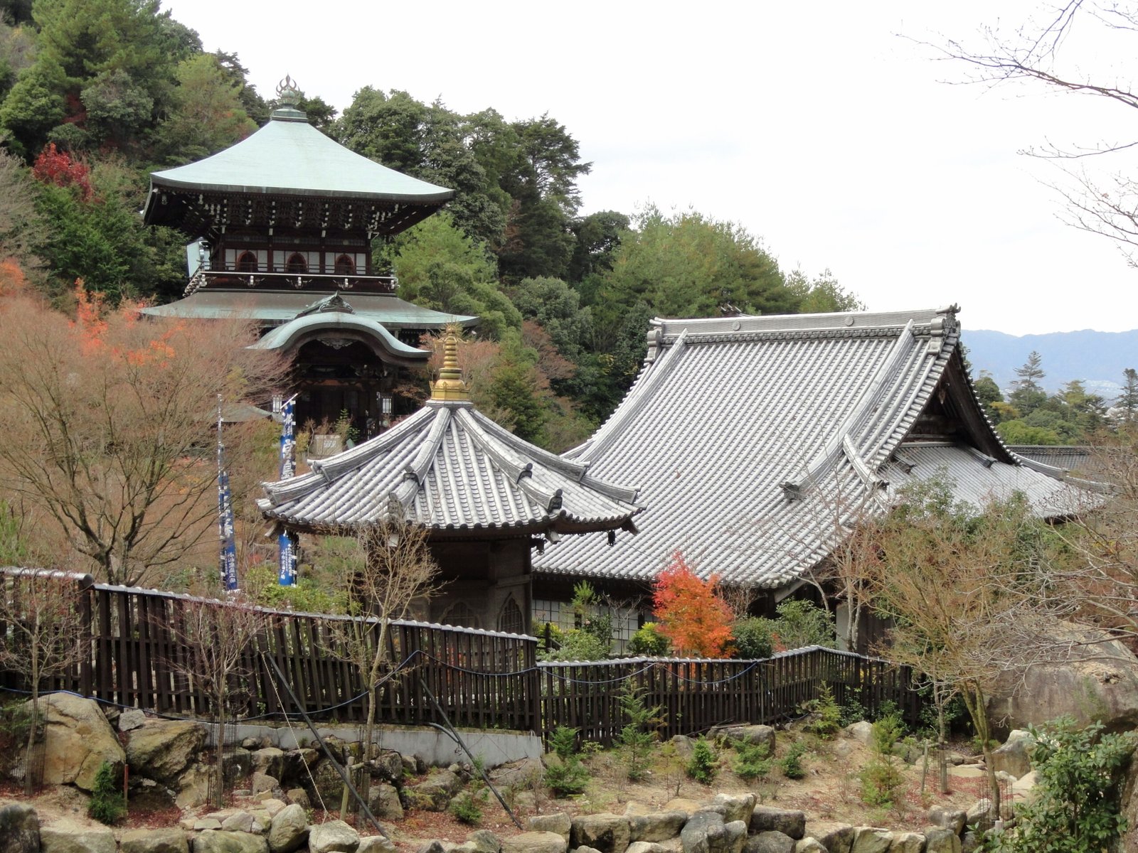Temple buildings among trees at Daishoin on Miyajima