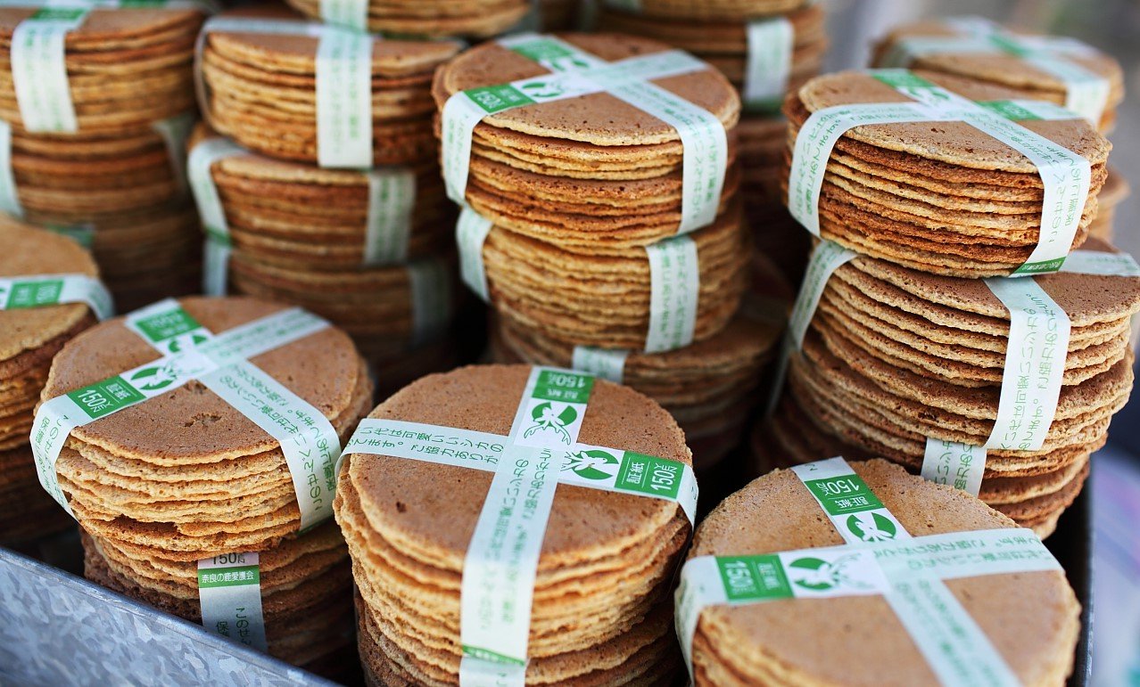 Shika senbei deer crackers sold for feeding Nara deer