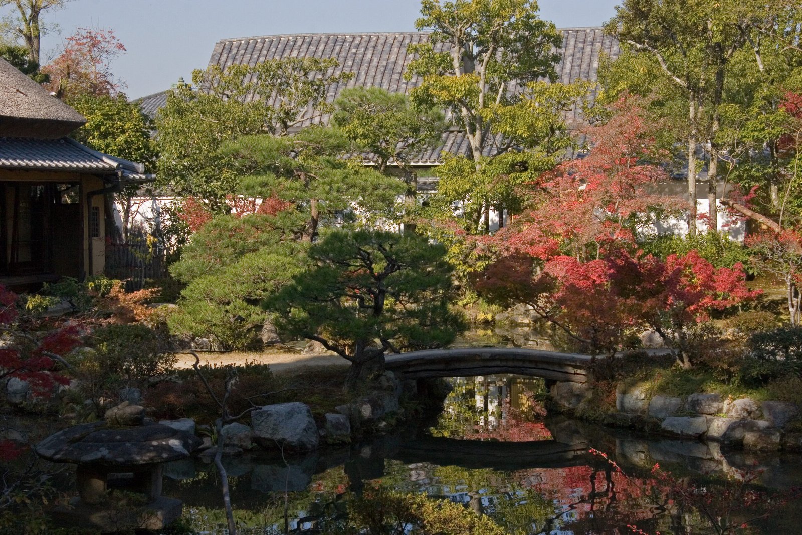Isuien front garden in autumn, Nara